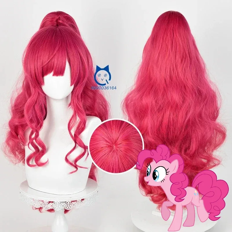 Pinkie Pie Hot Sale Cosplay 70cm with Ponytails Rose Red Heat Resistant Synthetic Wig Anime My Liittle Pony：Friendshiip Is Magic