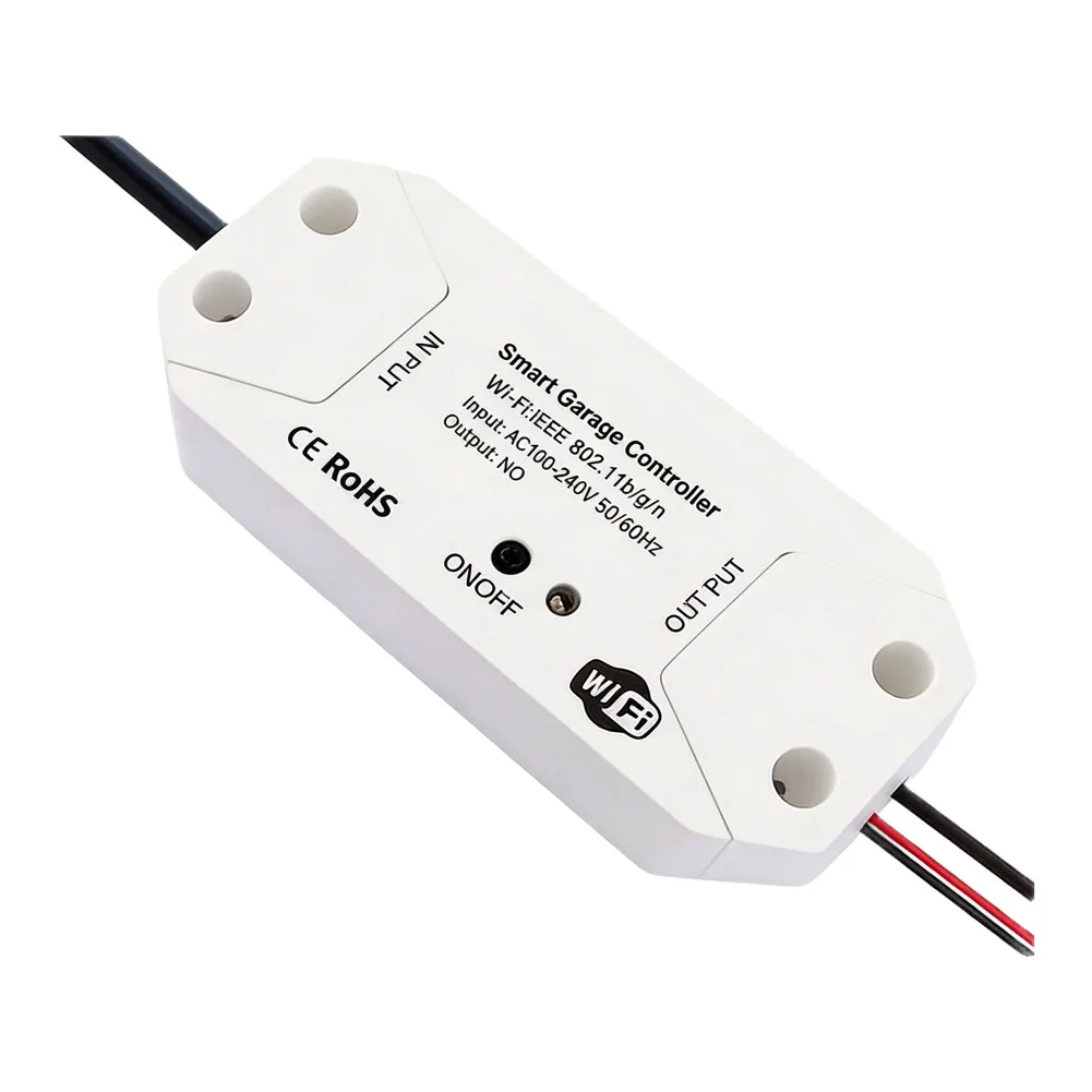 Wireless Garage Door Controller with App and Voice Support No Monthly Charges Works with Existing Systems White