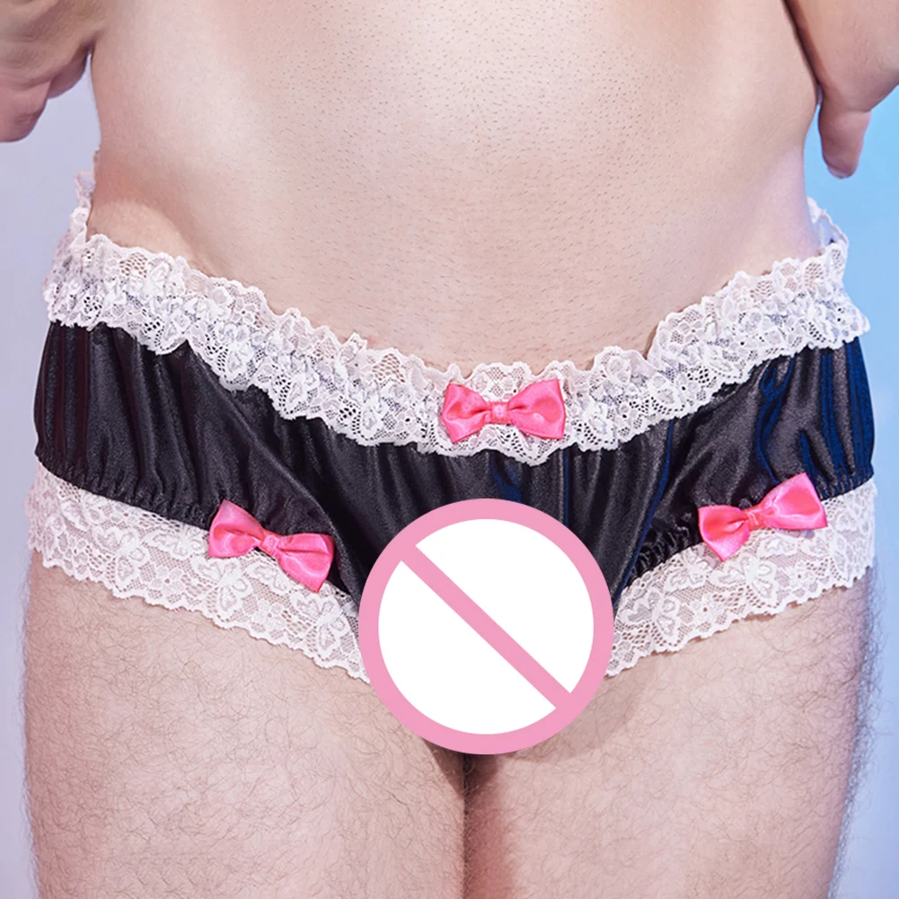 Men Oil Shiny Glossy Lace Briefs Underwear Low Rise Very Hot Lingerie U Convex Pouch Lingerie Extreme Panties Men's Underpants