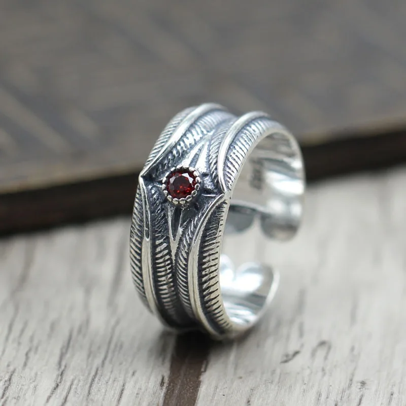 

Thai Silver Vintage Feather Takahashi Wulang Open Ring Pure Silver 925 Jewelry Made of Old Men's and Women's Rings