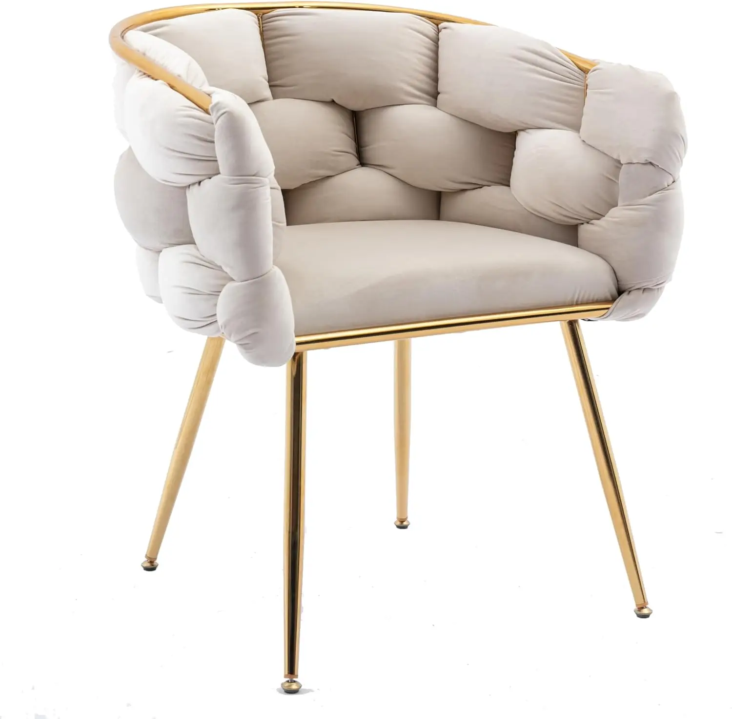 HomVent Makeup Desk Chair Vanity Chair,Luxury Knitting Home Office Chair with Arms and Golden Metal Leg for Bedroom