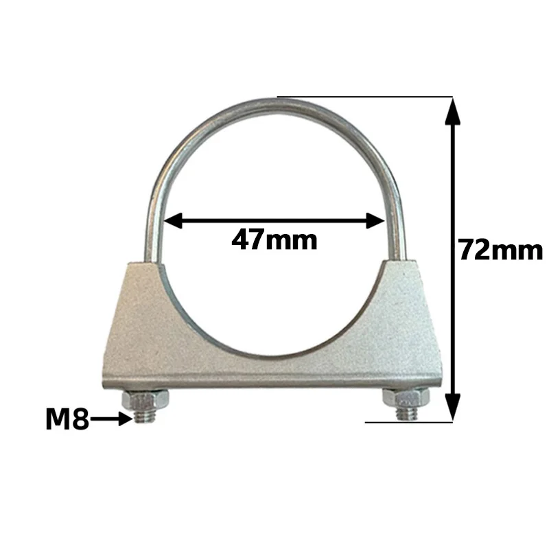 For Exhaust Pipe U-Bolt Clamps 3-Pack M8 Thread Galvanized Steel for 47mm 53mm 91mm Diameters Thermal Expansion Ready