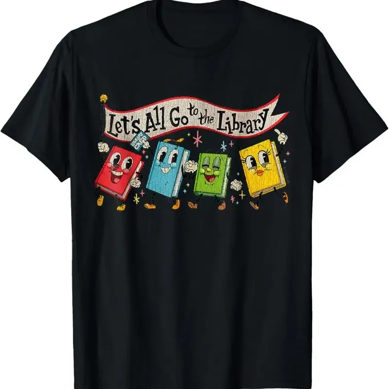 Vintage Let_S All Go To The Library Kids Friend T Shirt