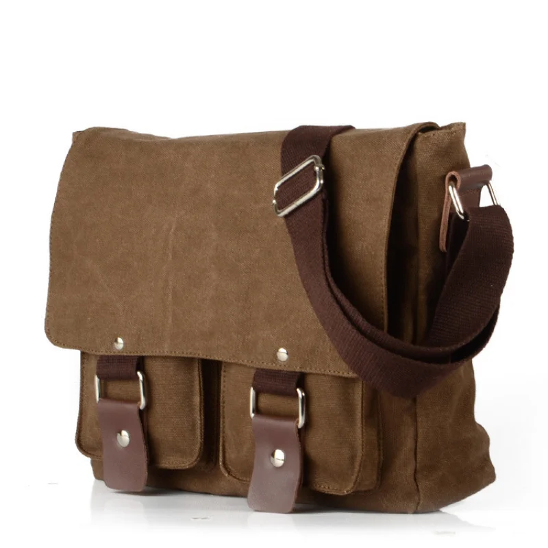 Retro Single Shoulder Bag Men's Single Shoulder Bag Canvas Horizontal Style Men's and Women's Crossbody Bag