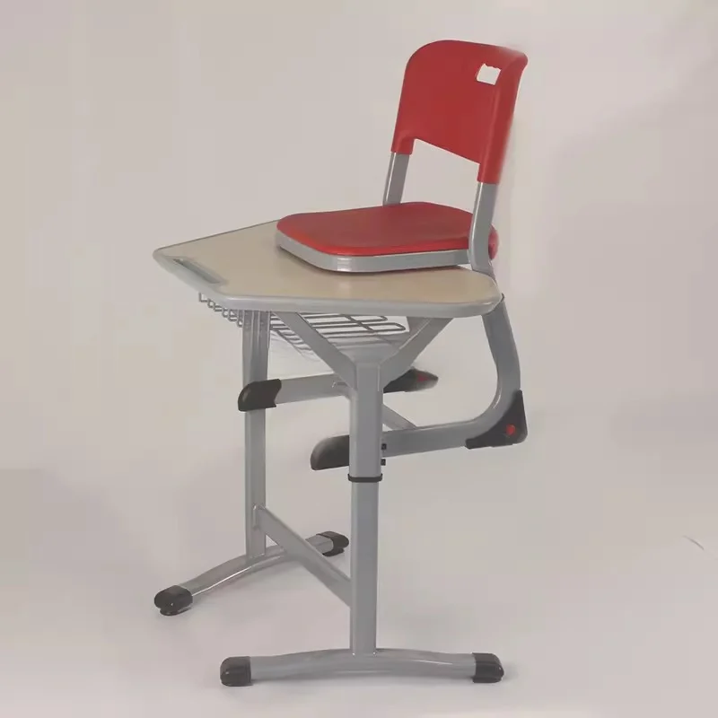 popular colorful plastic school furniture stackable single classroom desk and chair set with bow leg for middle high school