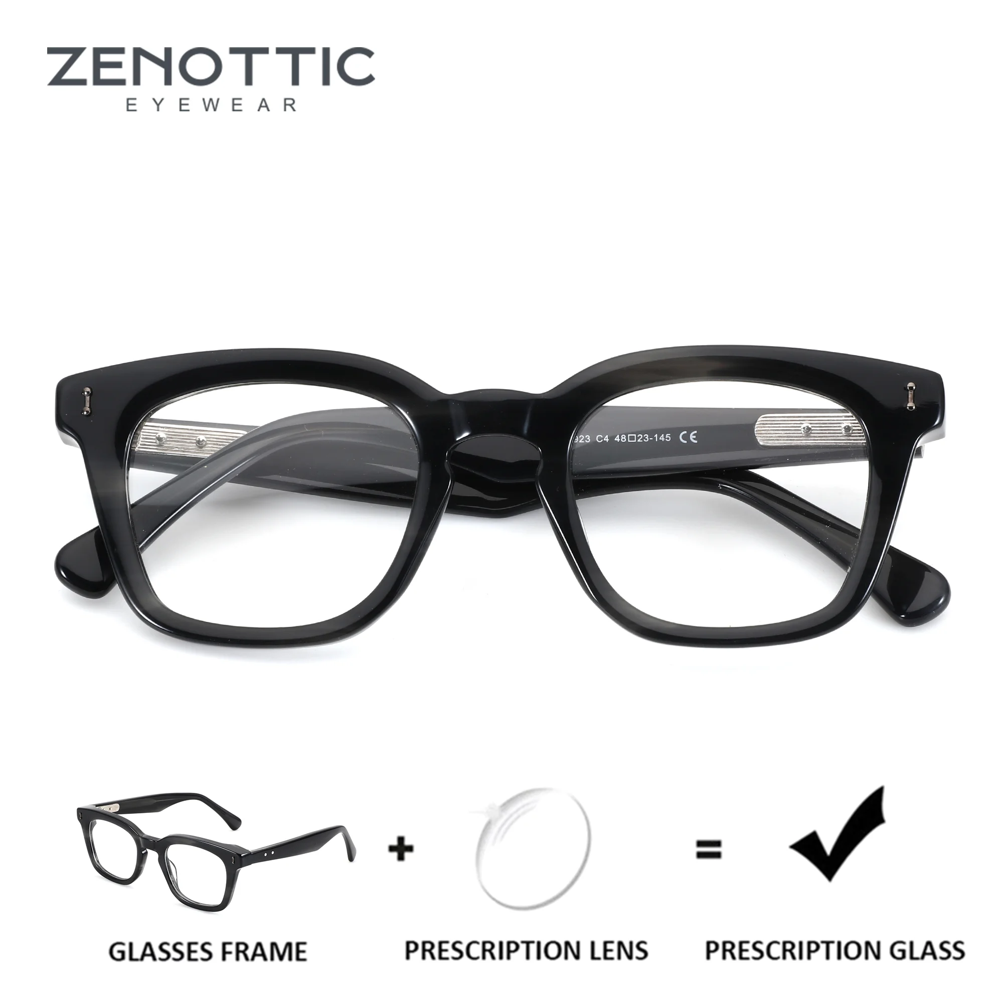 ZENOTTIC S Size Acetate Square Prescription Glasses For Men Graduated Progressive Multifocal Eyewear Myopia Eyeglasses Man