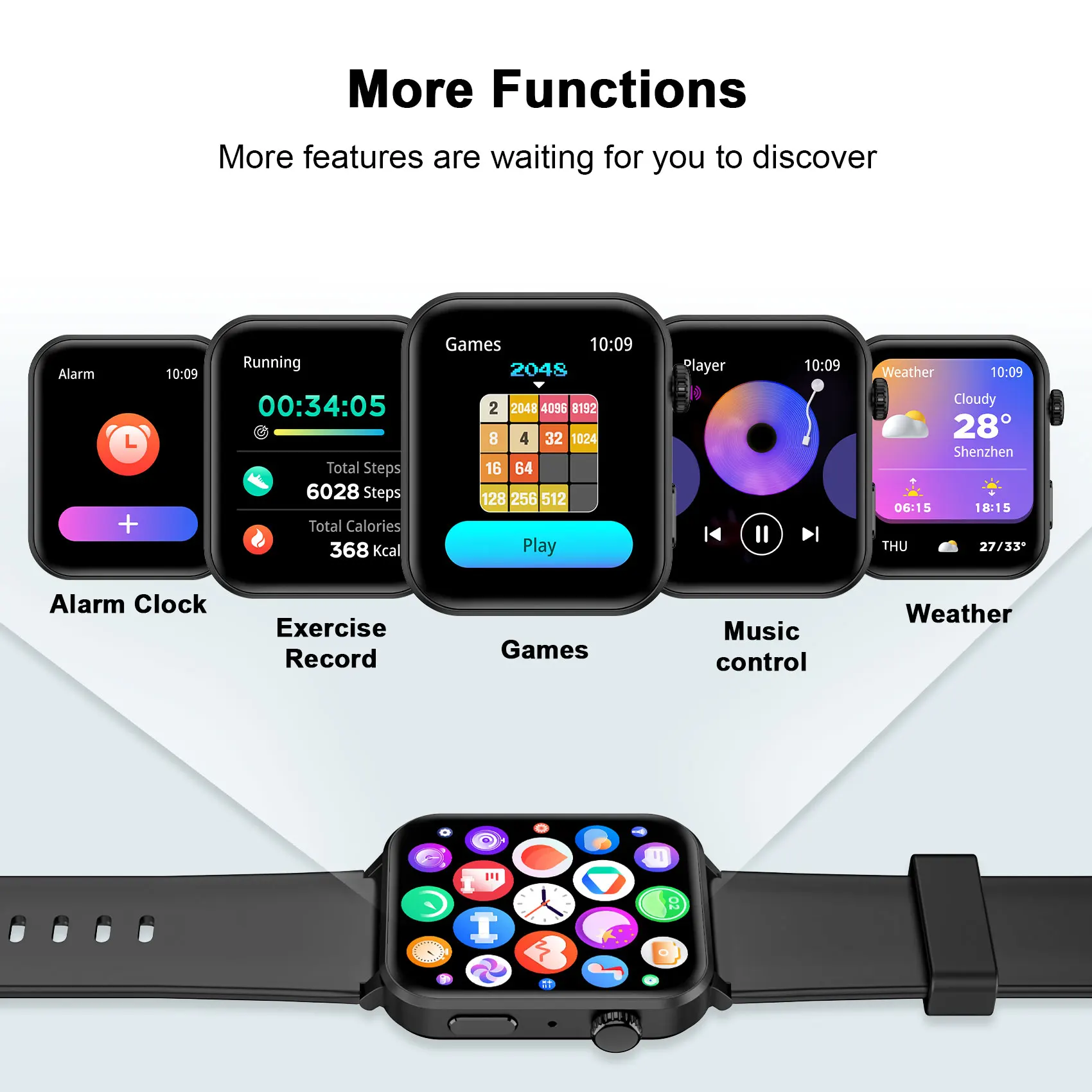 IOWODO R30PRO ساعة ذكية بلوتوث 1.85 بوصة شاشة TFT كبيرة جدًا مع اللياقة البدنية 100+ الوضع الرياضي الساعات الذكية للرجال والنساء