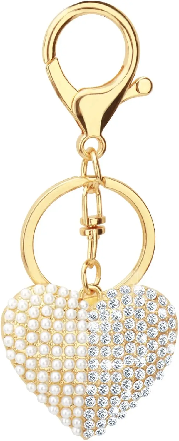 Pearl Rhinestone Keychain Pendant for Women's Handbags, Elegant Purse Accessories for Car Keys, Wallets and Backpacks