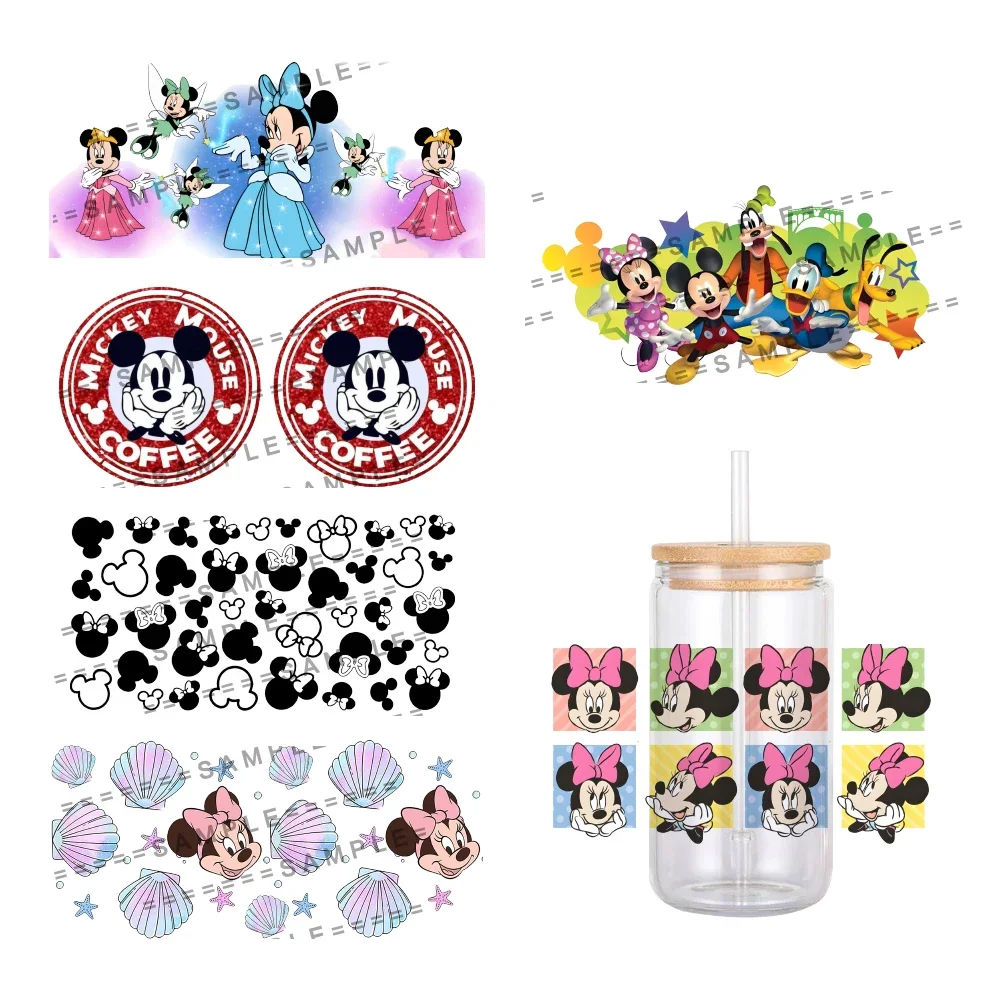 Cartoon Mickey Minnie Disney Pattern UV DTF Transfer Sticker Waterproof Transfers Decals For 16oz Glass Cup Wrap Stickers