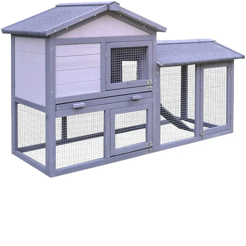 

Outdoor Wooden Rabbit Hutch Chicken Cage With Small Animals Pet Shop Product House