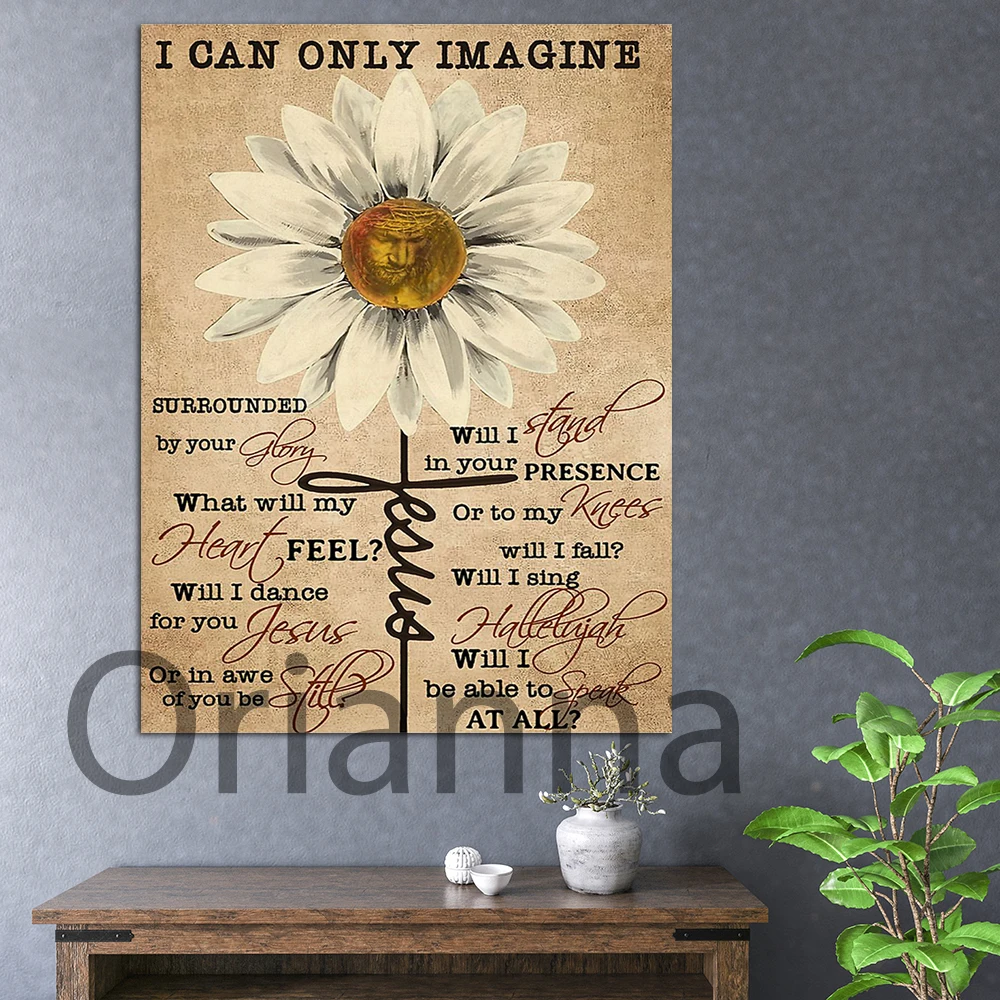 I Can Only Imagine Quote Retro Prints Wall Art Canvas Painting Jesus Vintage Poster Art  Pictures Home Living Room Decor Gift