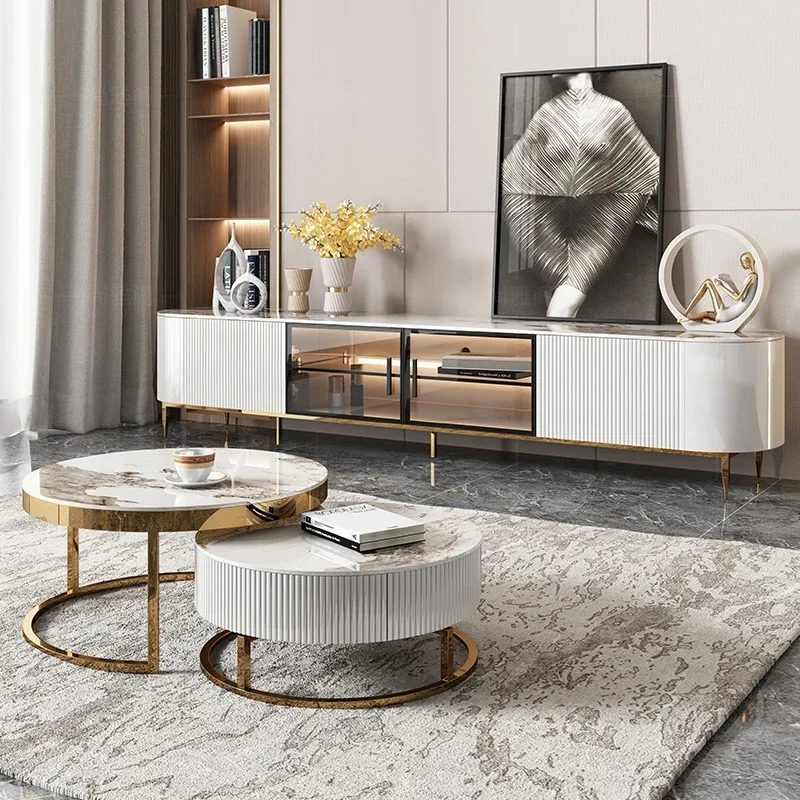 

Рок-доска, ТВ-шкаф, чайный столик, комбинация, современный, простой, легкий, роскошный, для небольшой семьи, гостиной, стеклянный пол, ТВ-шкаф