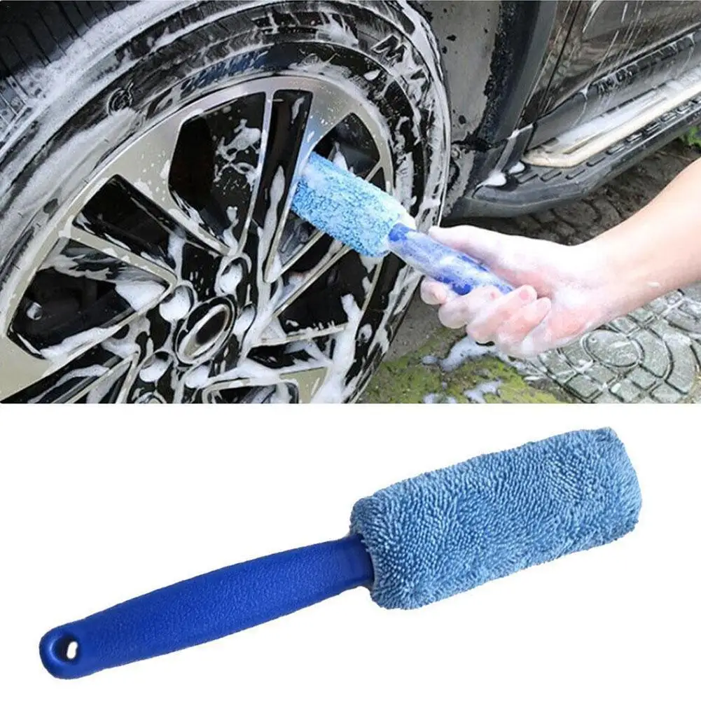 

Car Wheel Wash Brush Portable Microfiber Tire Rim With Plastic Handle Auto Trunk Motorcycle Detailing Cleaning Tool Accessories