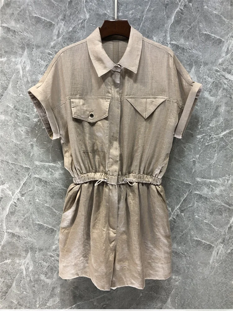 

Women's Utili Sle Wide Leg Jumpsuit High Waist orts Length Linen Overall Pants Summer Harvest Waist in