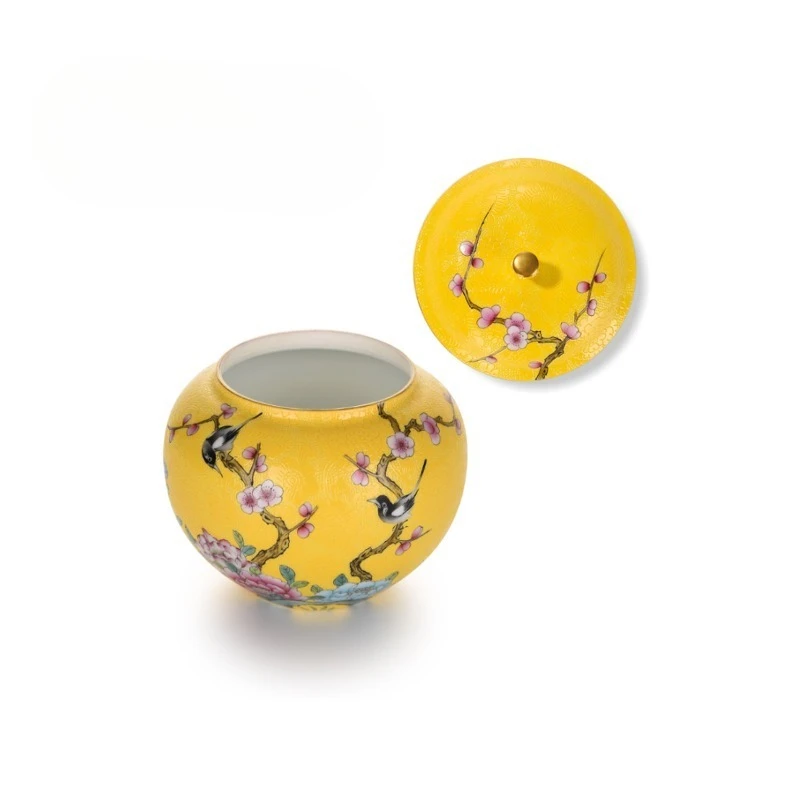 

Hand painted pastel flower and bird jar tea set general jar wake tea jar