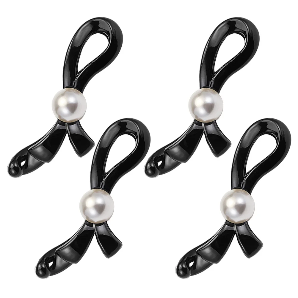 

4Pcs Banana Hairpin Clip Ponytail Holder Black Fashion Accessories Women Hairpins Non Slip Hairstyling Tool Elegant Design