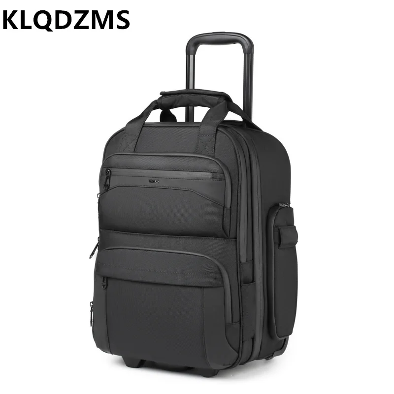 KLQDZMS 20 Inch Oxford Computer Business Minimalist Suitcase Comfortable Double Shoulder Suitcase Fashionable Pull Rod Suitcase