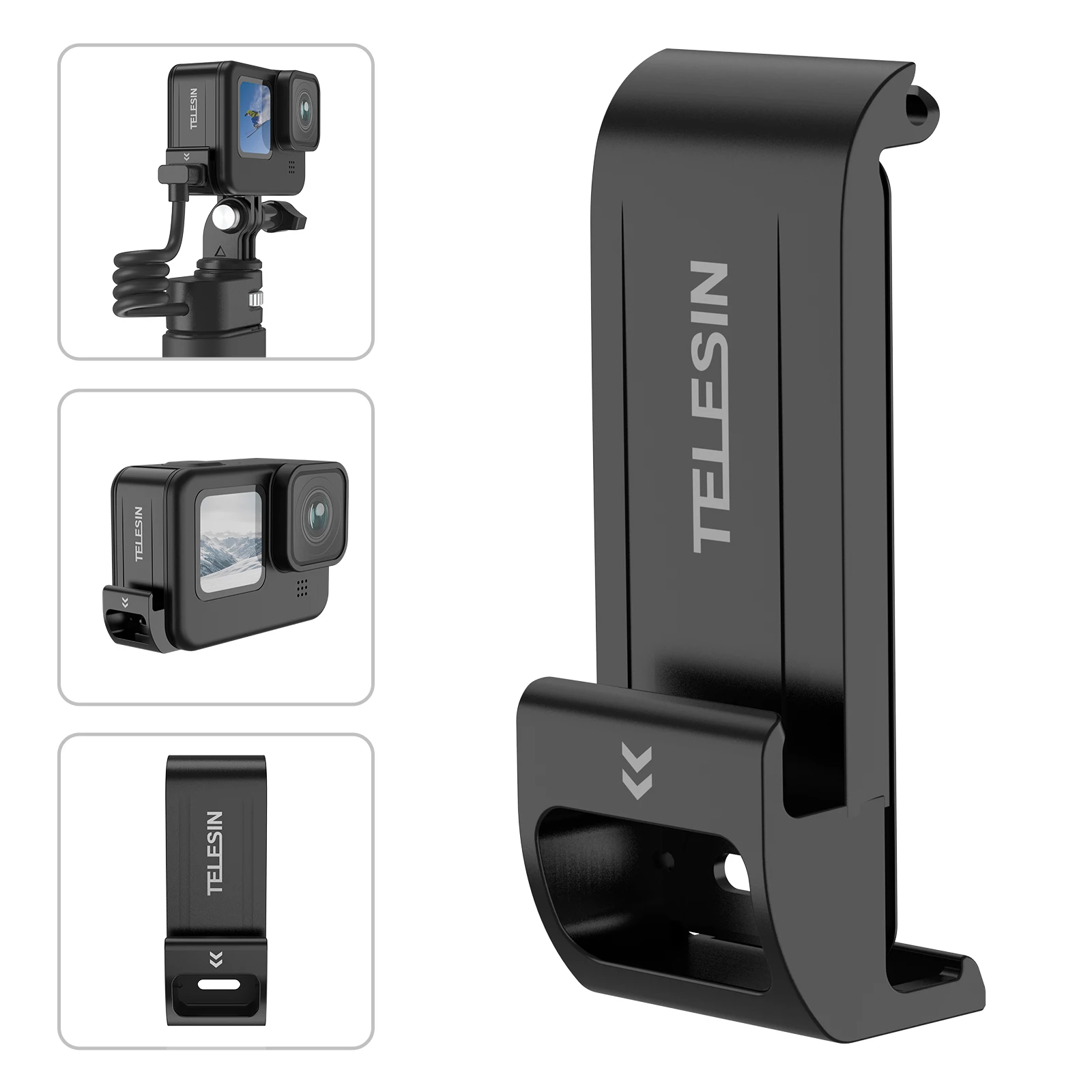 

TELESIN Waterproof Side Cover For GoPro 12 11 10 9 Easy Removable Type-C Charging Cover Port For GoPro 12 Hero 11 10 9 Battery
