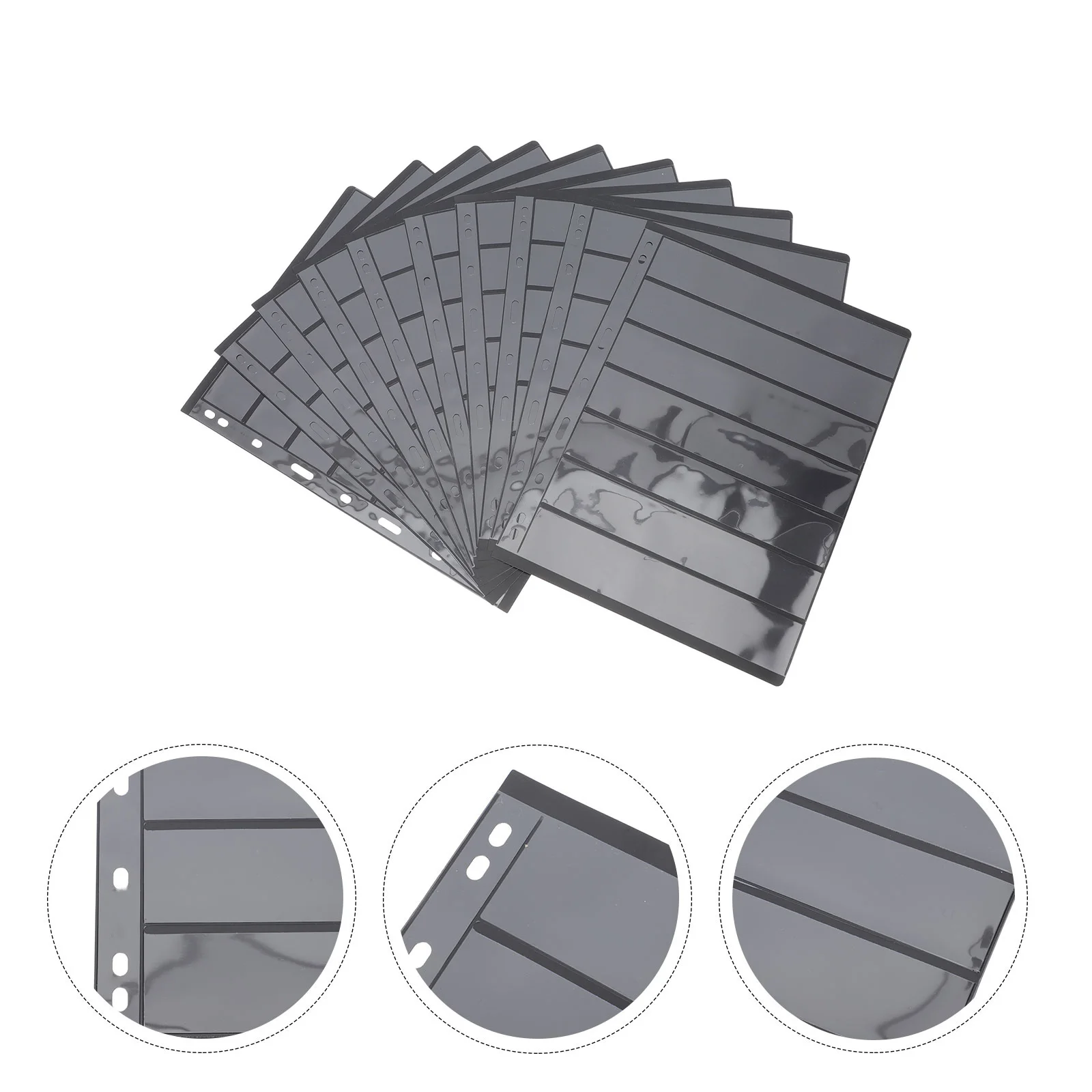 10pcs Album Clear Plastic Pages Seven Rows Stamp Collection Inserts Reusable Storage Holder For Stamp Collecting Supplies