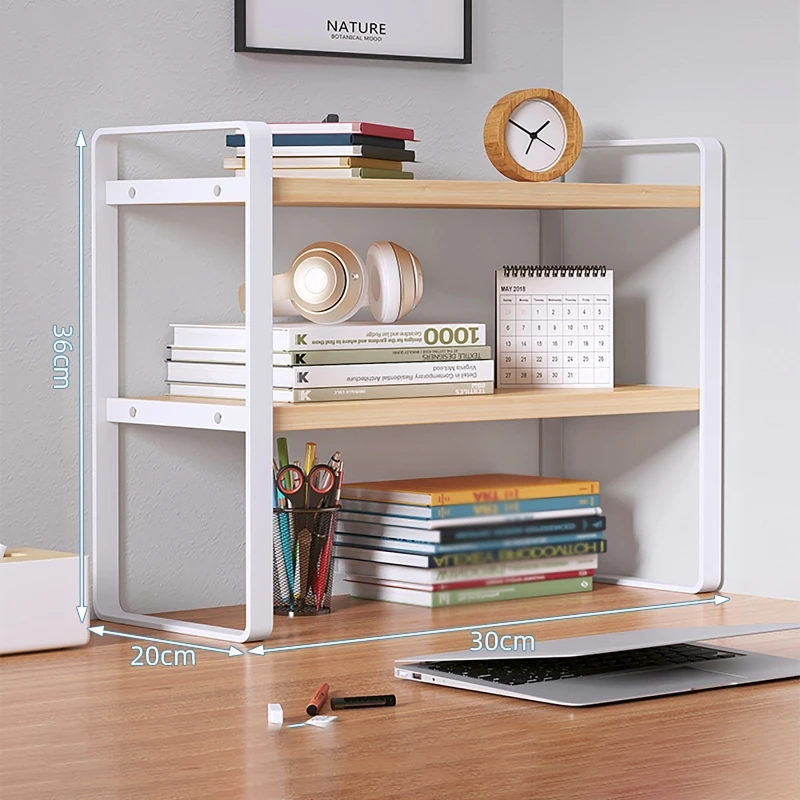 

2layers Shelf Desktop Storage Bookshelf Student Document Shelf Computer Racks Tiered Cabinet OfficeAccessories Stationery Holder