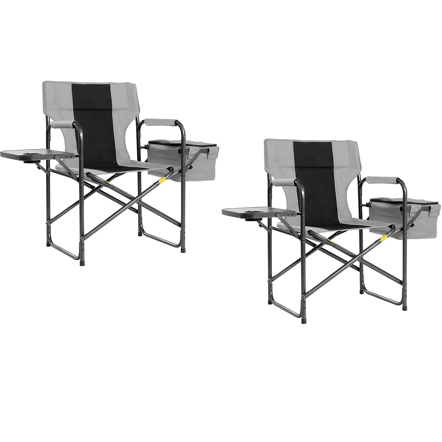 

[Outdoor Camping] 2 Pack Tisetrail Director Camping Chairs 400LBS Heavy Duty, Portable Folding Outdoor Chair With Cooler Bag And Foldable Side Tray, Lawn Camp Chair For Fishing Backyard