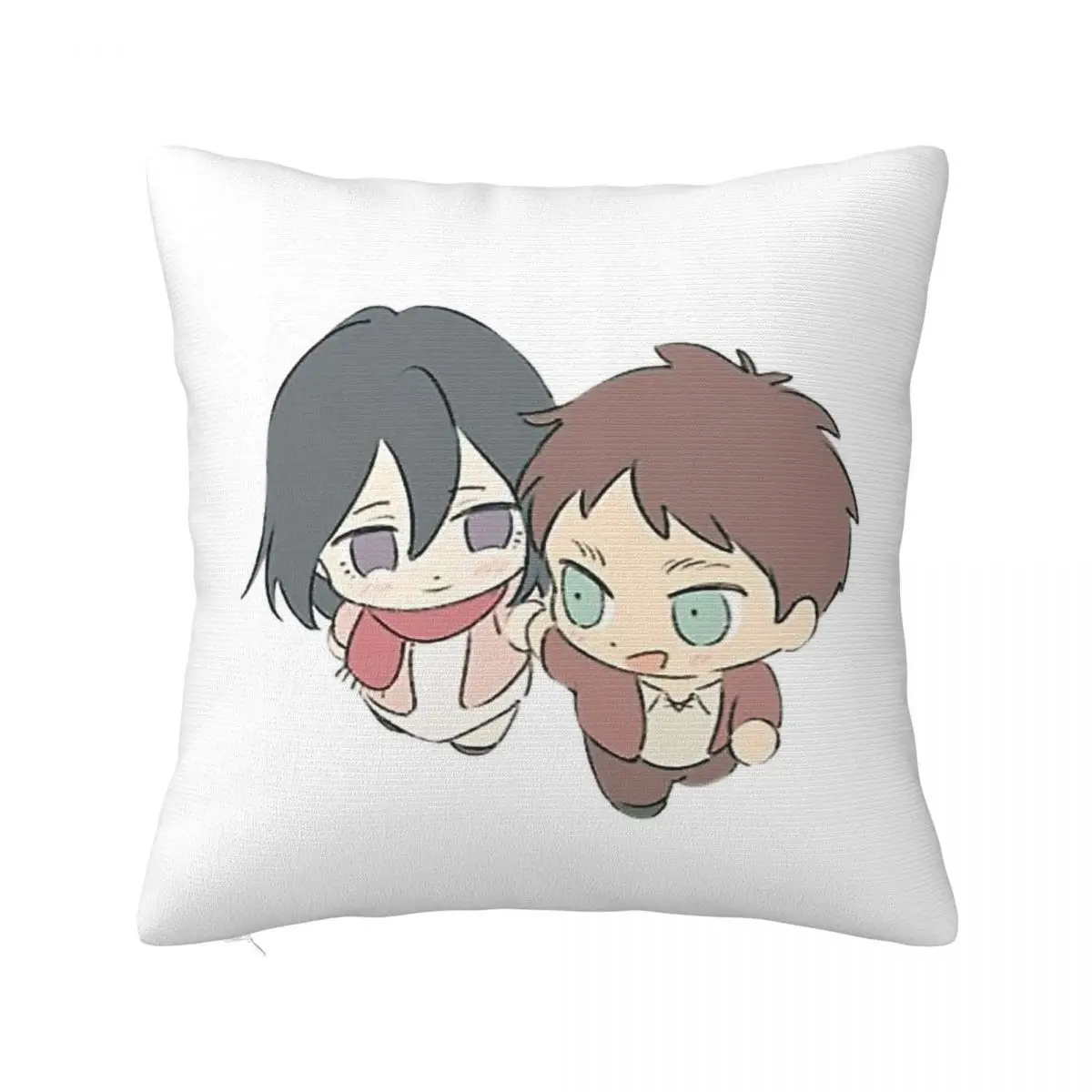 AOT Eren Mikasa Square Pillow Square Pillow White Square pillow