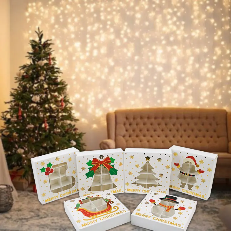 6/12 Stück Weihnachtsgeschenkboxen mit Einlage, Weihnachtsgeschenkbox mit Fenster, Geschenkverpackungsbox für Weihnachtsgeschenke – Detail 2