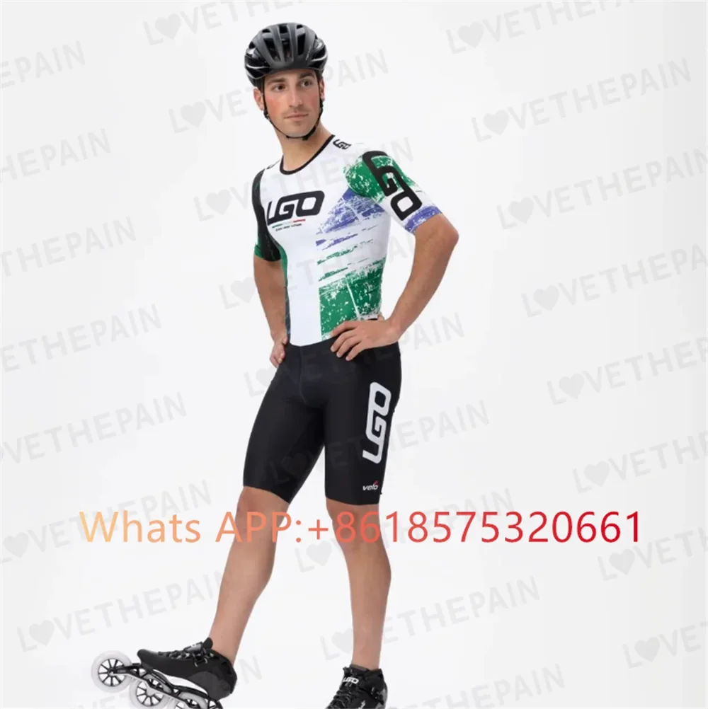 

LGO Speed Skates Aero Racing Suit inline skating Roller Skinsuit Fast Skating Cycling Triathlon Clothing Ropa Ciclismo Running