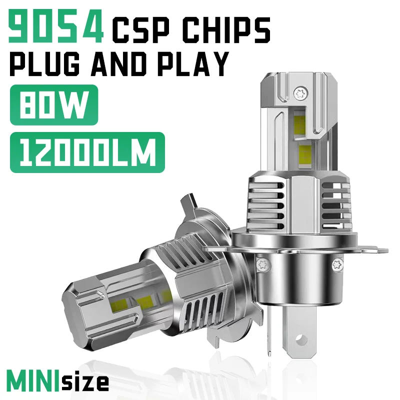 

2PCS H4 LED Headlight 6000K Super Bright Bulbs High & Low Beam 80W 12000LM Plug&Play 12V Fit Instantly Ship Free 1 Year Warranty