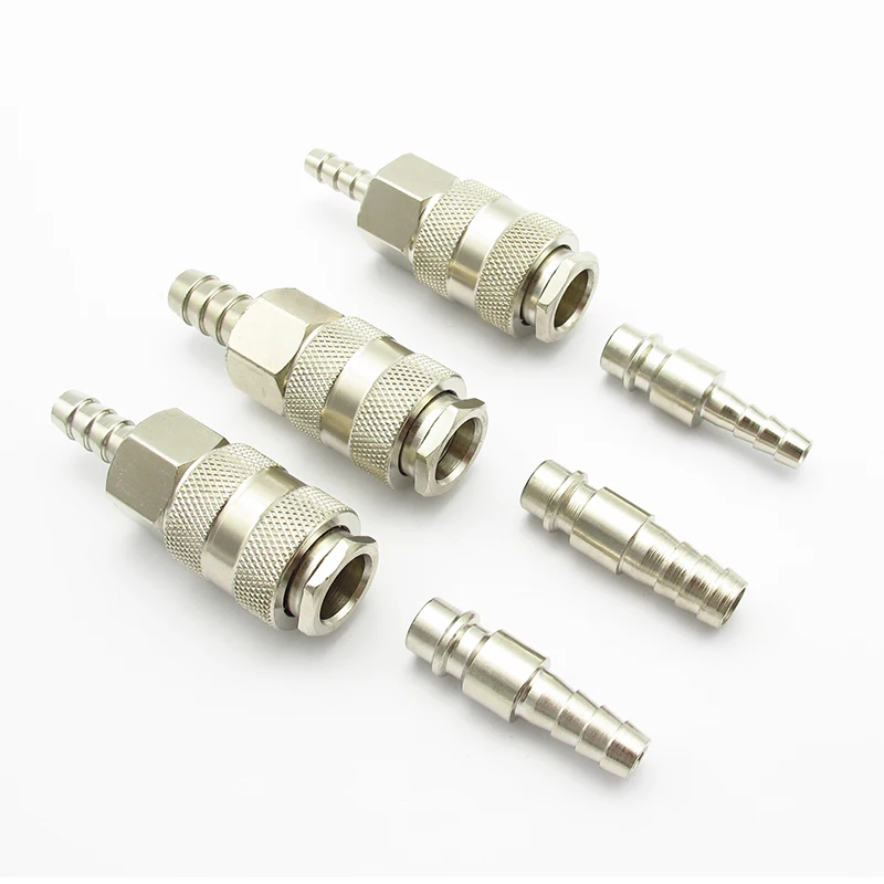 2PCS 6mm 8mm 10mm Hose Barb Pneumatic Fitting European Standard EU Euro Type Quick Coupling Connector Coupler For Air Compressor