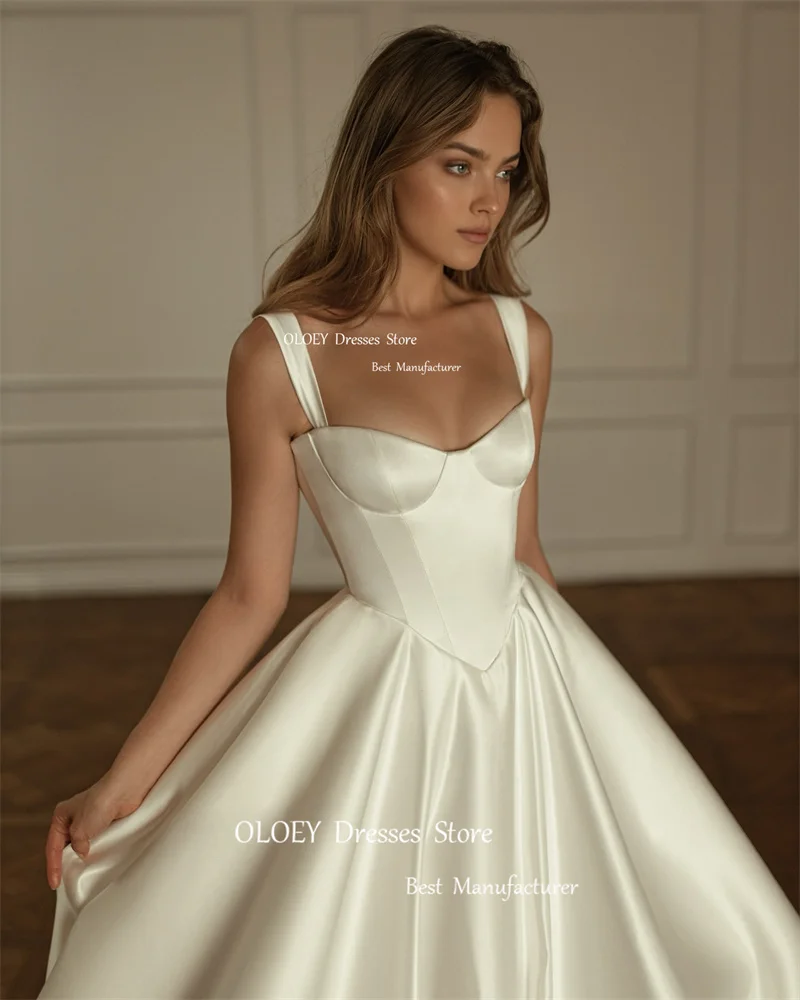 OLOEY Simple A Line abiti da sposa in raso di migliore qualità Off spalla aderente corpetto sottile abiti da sposa Vestidos de noiva 2024