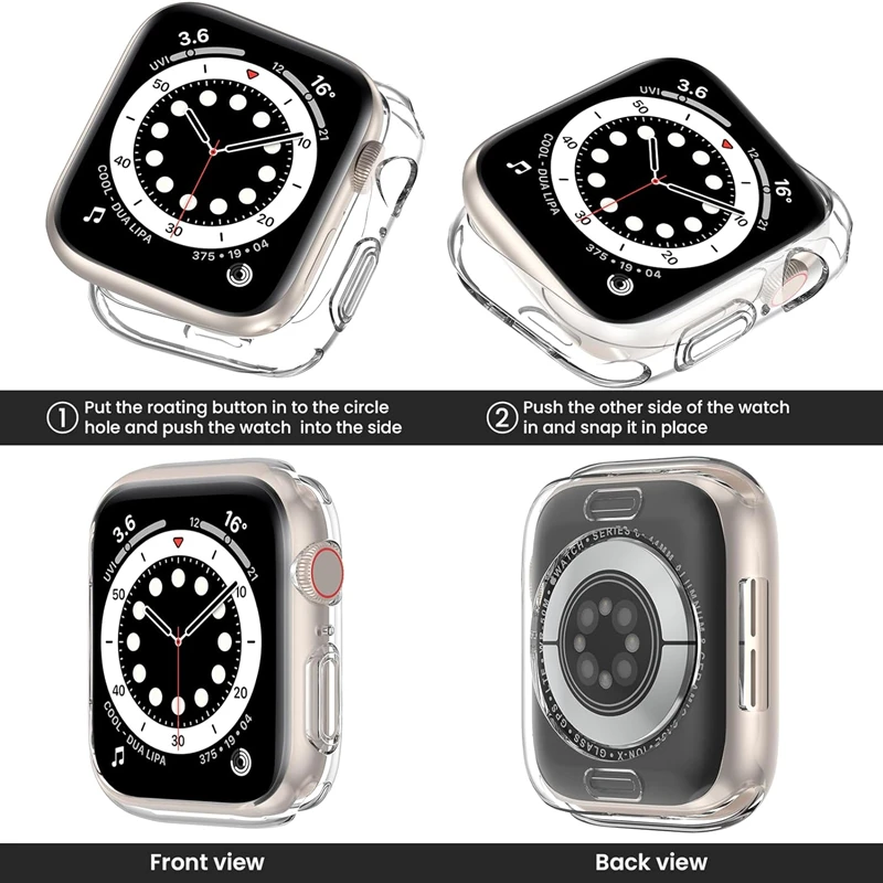 Apple Watch,iwatch 9,8,7,6,se,5,ultra,1,2,44mm用のクリアtpuスクリーンプロテクター,40mm, 45mm,iwatch保護ケース41mm, 49mm, 38mm, 42mm