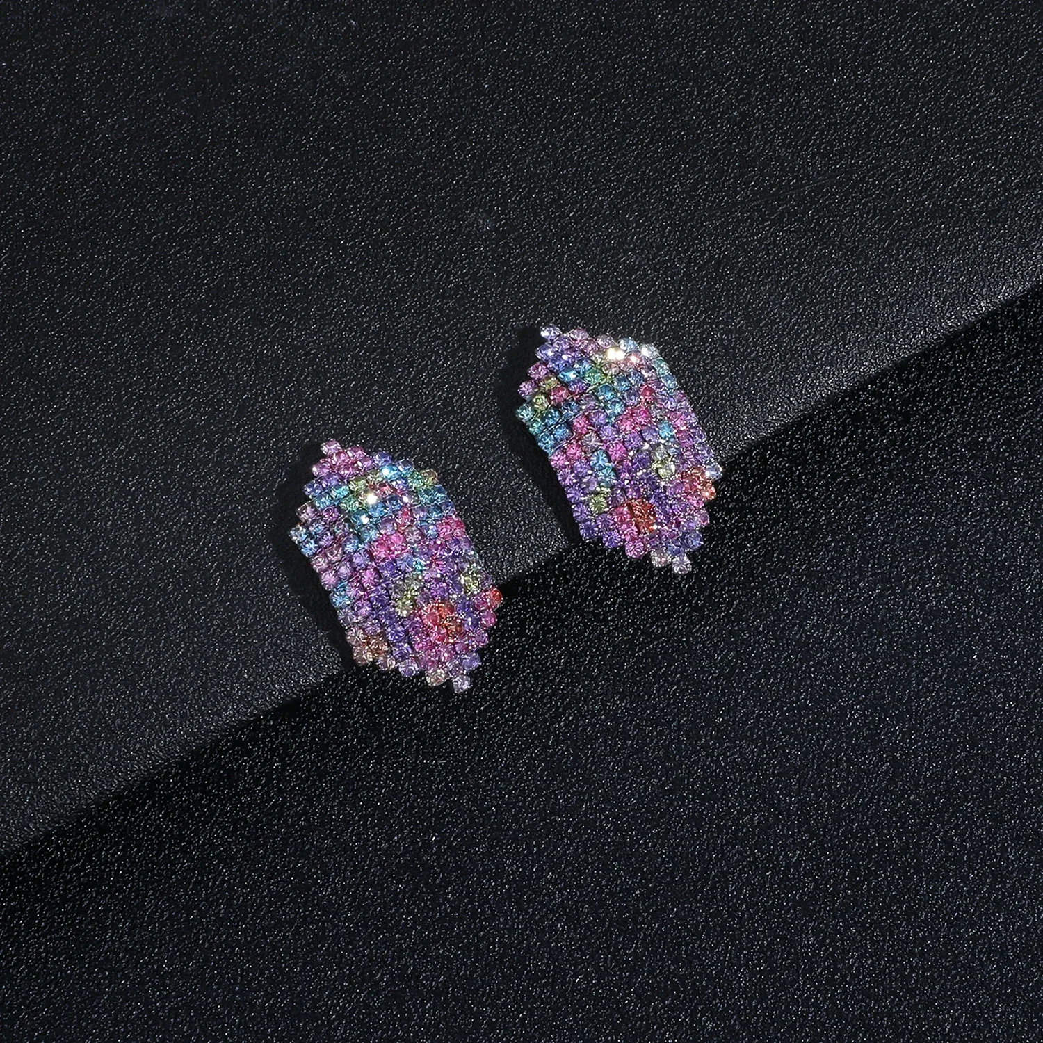 Women's Short Hexagon Earrings Fashion Rhinestone Sparkling Earrings Jewelry Shine Blue Green Gradient Earrings image 3