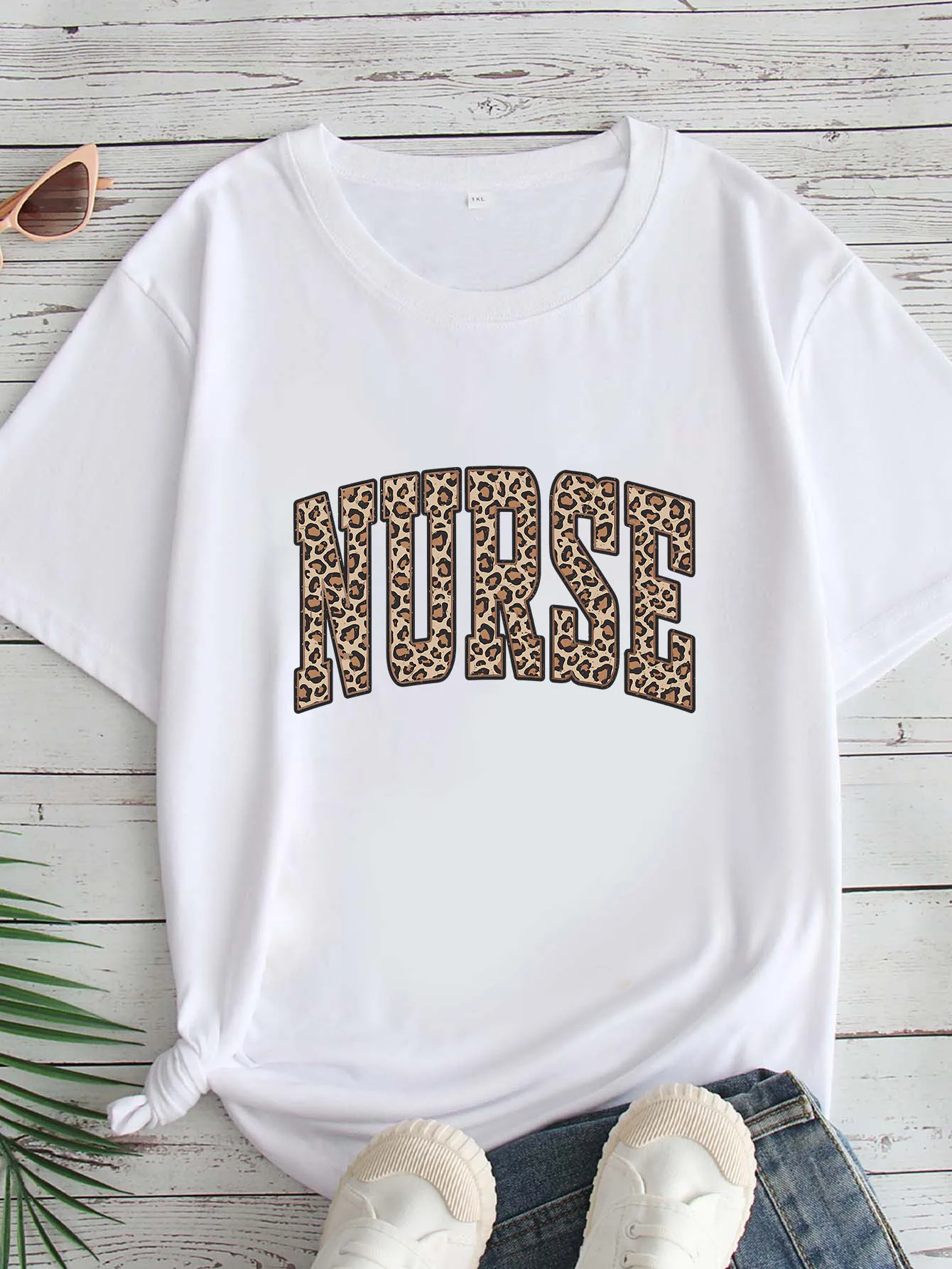 

Women's Large Size Printed round Neck Short Sleeve T-shirt 1-7XL Comfortable Casual Top in European Style