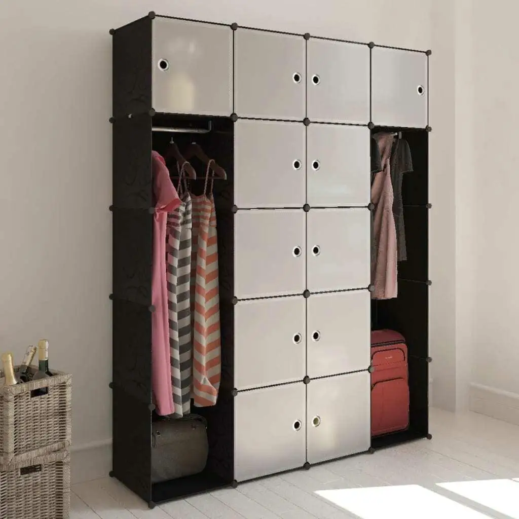 14-Compartment Modular Cabinet Black & for White Storage 14. for X5 7.5x71.1 cm - Versatile Organizer