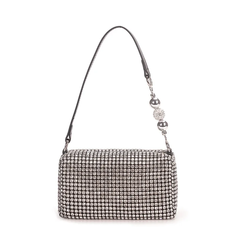 Female Luxury Rhinestone Dinner Evening Bag Full Diamond Ladies Top-handle Handbag Shoulder Bag Underarm Hobo Bags Bridal Party