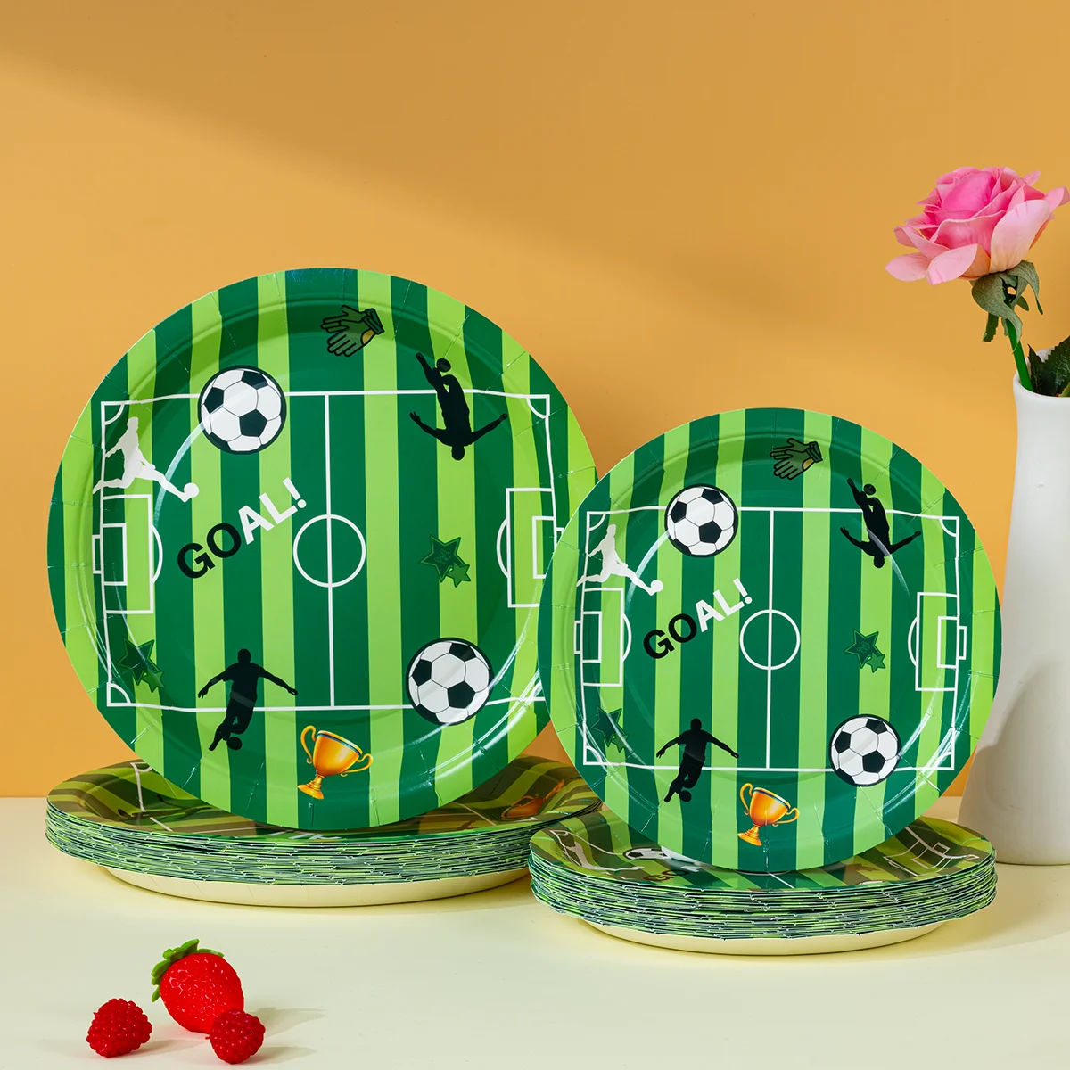 10/25/50pcs Disposable Soccer Field GOAL! Paper Plates Football Themed Plates for Kids Birthday Party Supplies