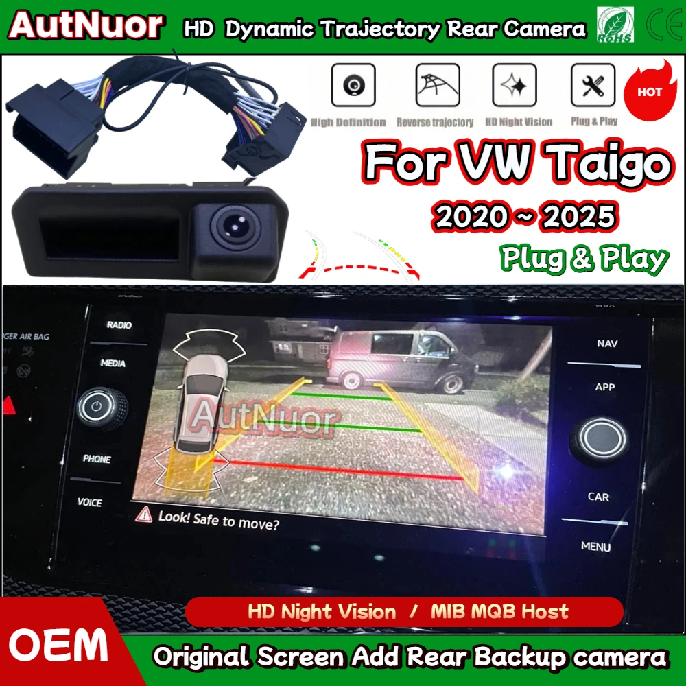 Car Trunk Rear Reverse Backup Camera For VW Taigo EU 2019 - 2021 2022 2023 2024 2025 Tailgate Handle Parking Camera Plug & Play
