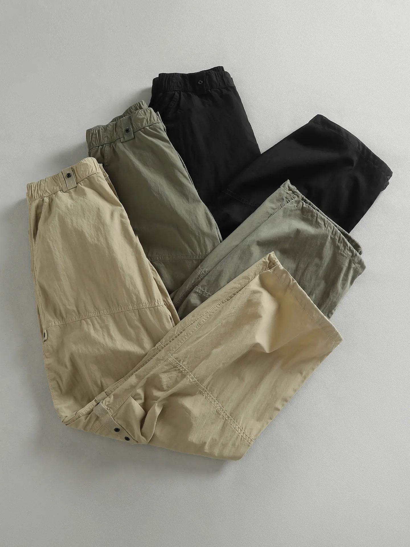 

Spring and Summer New American Outdoor Elastic Waist Multiple Pockets Straight Cargo Pants Men's Fashion Loose Casual Trousers