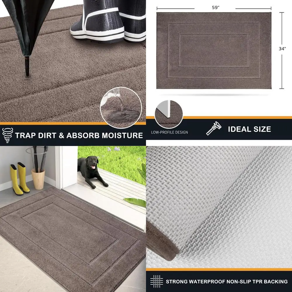 

Придверный коврик для улавливания грязи 34" x 59", нескользящий, машинная стирка, для прихожей, коврик для собак, супервпитывающий приветственный коврик для