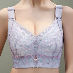 Women's Full Figure wire free Lace Plus Size Bra Non Padded Minimizer Bra