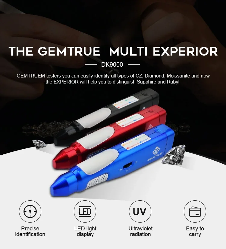Portable Gemstone Testing Pen Identifying Diamond Moissanite CZ Authentic Jewelry Testing Tool for Gemological Laboratory