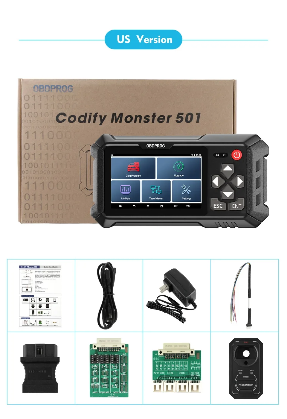 Picture 3: OBDPROG 501 OBD2 Key Programmer Auto Key Master EEPROM Pin Code Immo Car Remote Diagnostic Tools Key Programming USA Version