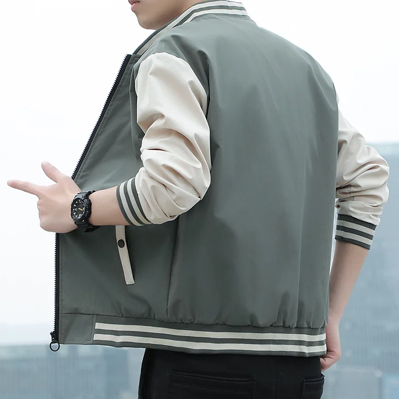 Autumn men's baseball jacket Korean version slim fit solid color versatile flight suit men's jacket thin outer jacket