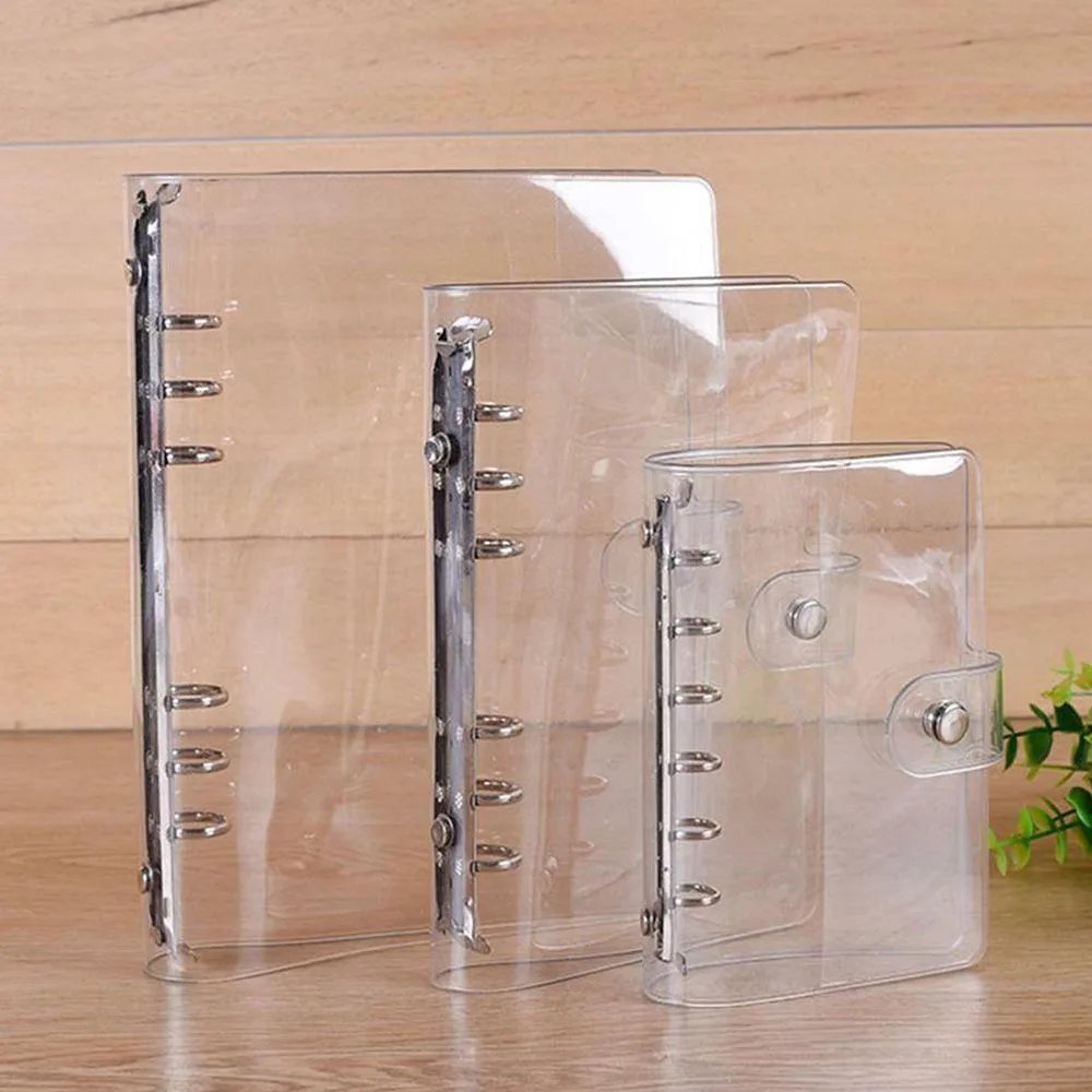 A4/A5/A6/A7 Office Supplies Clip File Transparent Plastic Binder Loose Leaf Ring Planner Notebook