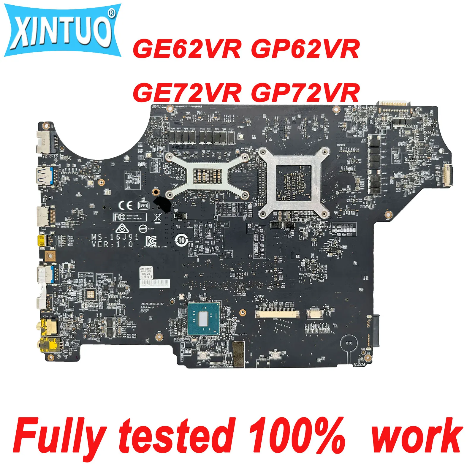 Original MS-16J91 for MSI GE62VR GP62VR GL62 GP72VR GL72VR GE72VR Laptop Motherboard MS-16J9 i5 i7-7th Gen GTX1050 100% Tested