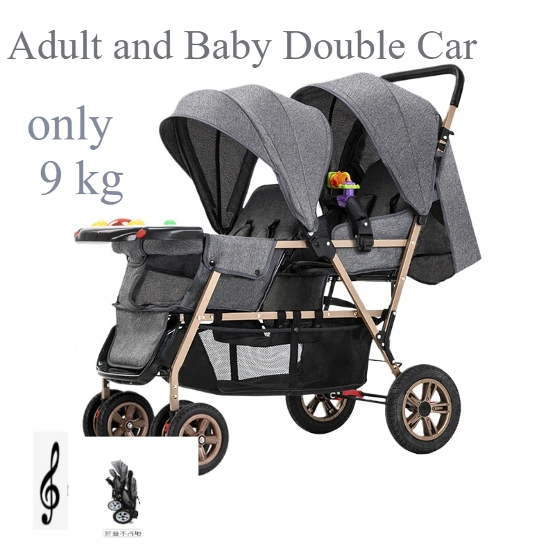 

Uncy Twin коляска спереди и сзади wo Twin может сидеть и лежать легкая складная детская коляска