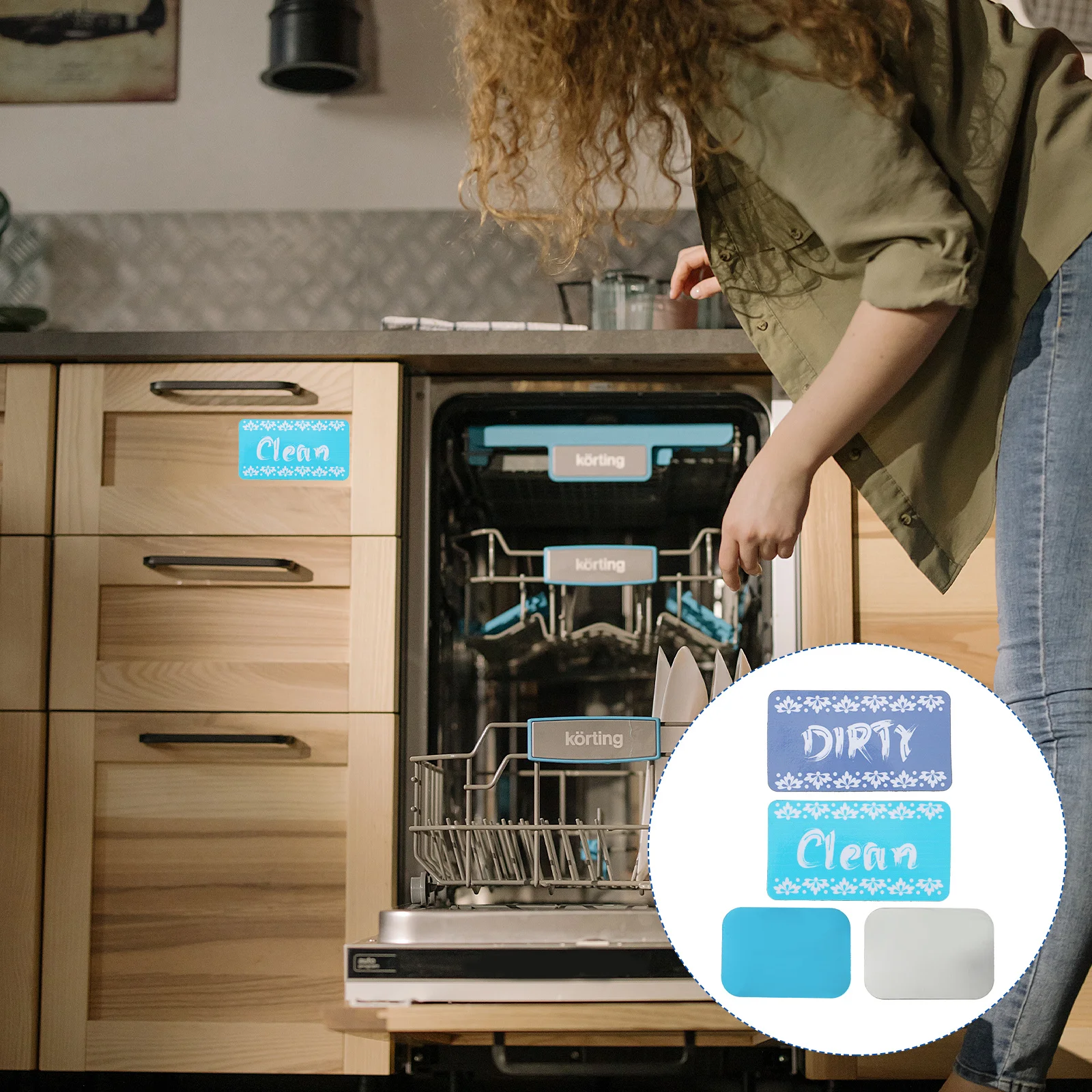 1 قطعة مؤشر مغناطيسي نظيف قذر لغسالة الصحون المزدوج الجانب الوجه تسجيل المغناطيس ملصق ديكور المنزل #1