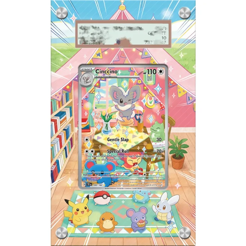 

Art Display for Pokemon Cinccino Card PTCG Keychain Anime Game Collectibles Anime Merchandise Acrylic Protective Case Toys Gift
