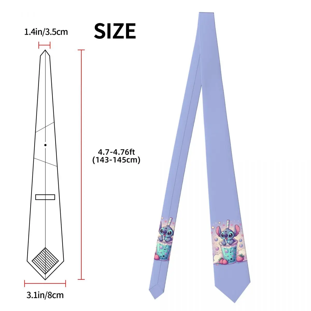 Custom Stitch Cartoon Anime Neck Ties Mens Mens Silk Tie For Father's Day